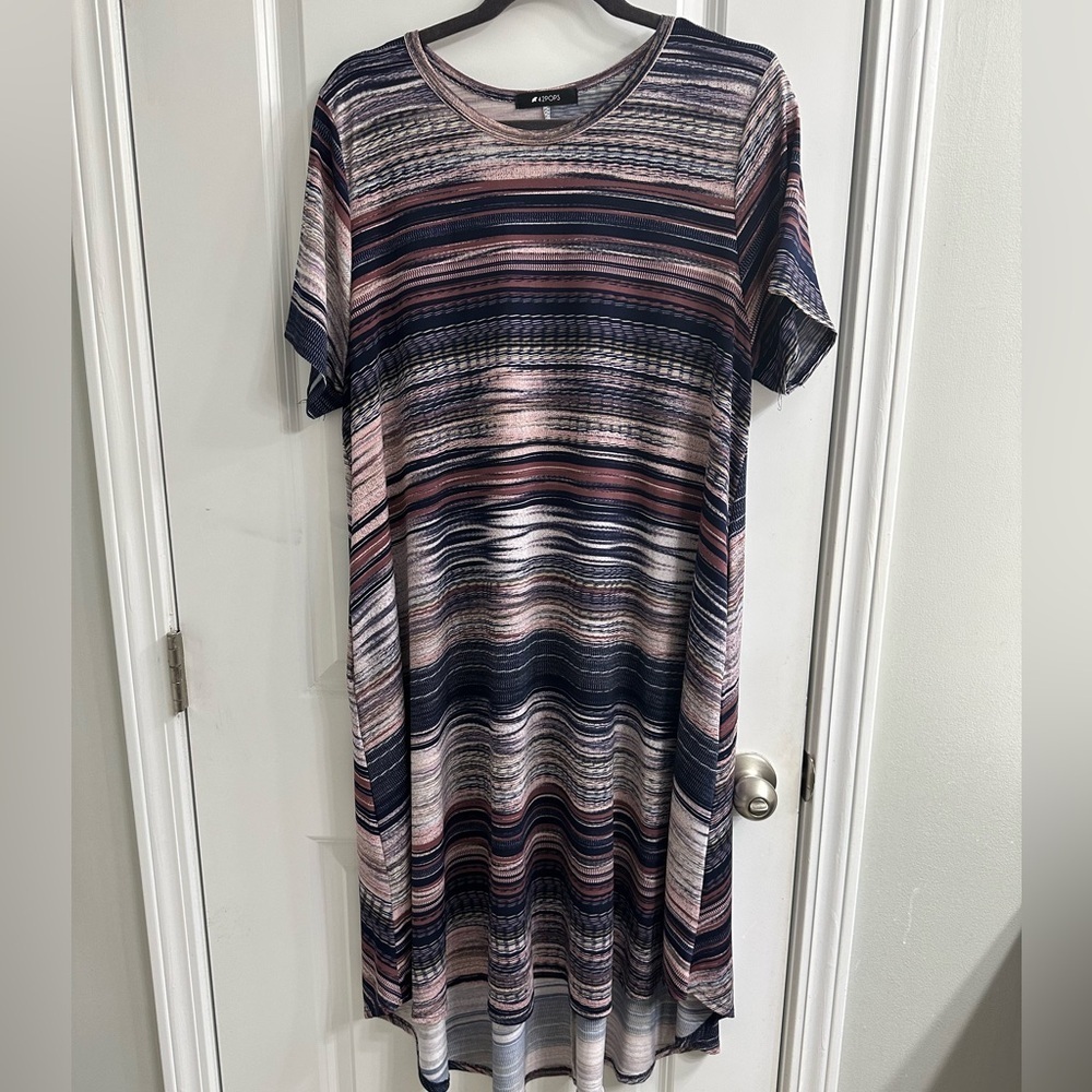 42POPS Multicolor Striped Midi Dress